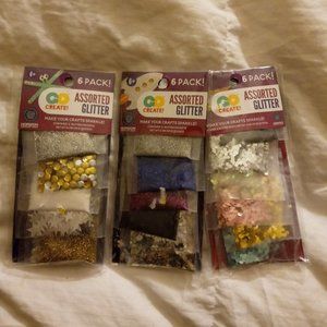 3 packages Glitter Assorted 6 Packs Go Create